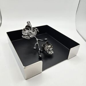 Michael Aram Silver and Black Floral Tray